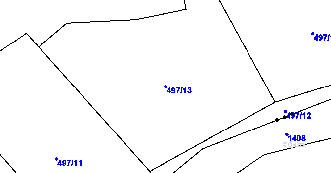 Parcela st. 497/13 v KÚ Pohnánec, Katastrální mapa
