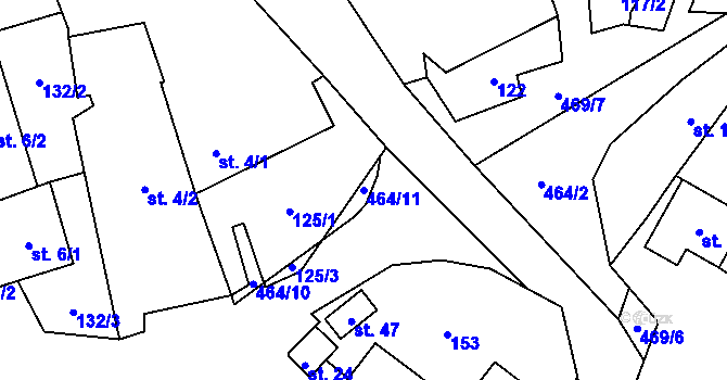 Parcela st. 464/11 v KÚ Pohnánec, Katastrální mapa