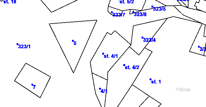 Parcela st. 4/1 v KÚ Blanička, Katastrální mapa