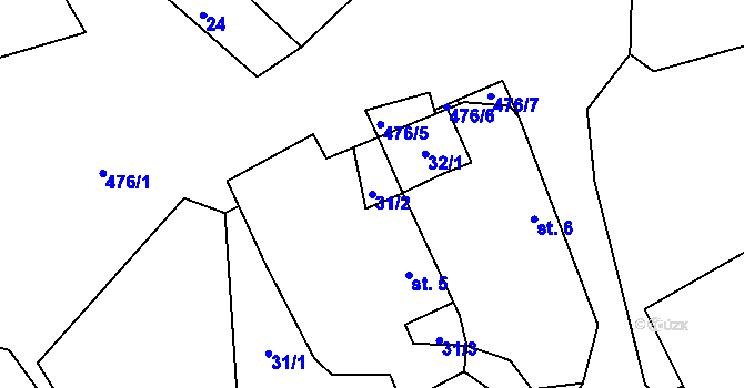 Parcela st. 31/2 v KÚ Mostek u Ratibořských Hor, Katastrální mapa