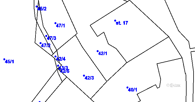 Parcela st. 42/1 v KÚ Mostek u Ratibořských Hor, Katastrální mapa