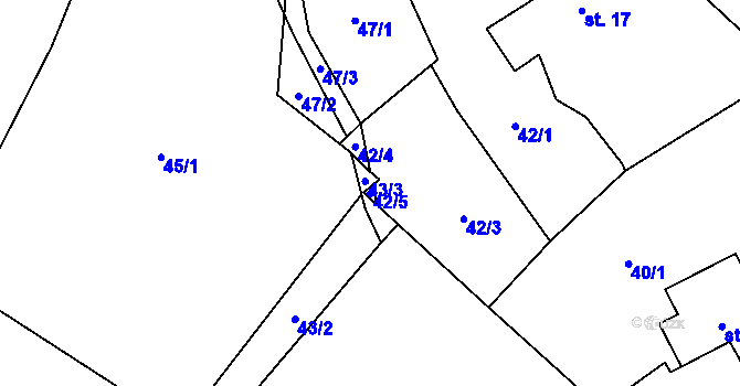 Parcela st. 42/5 v KÚ Mostek u Ratibořských Hor, Katastrální mapa