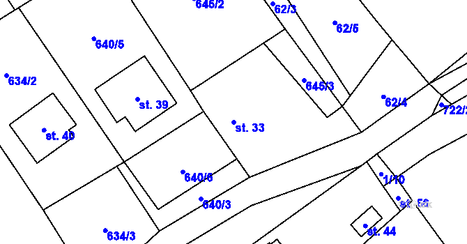 Parcela st. 33 v KÚ Pohnání, Katastrální mapa