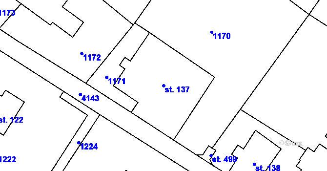 Parcela st. 137 v KÚ Nová Ves u Litomyšle, Katastrální mapa
