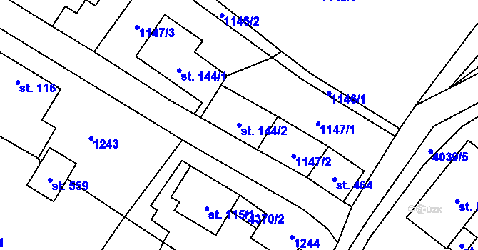 Parcela st. 144/2 v KÚ Nová Ves u Litomyšle, Katastrální mapa