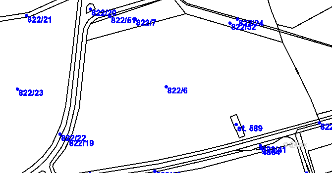 Parcela st. 822/6 v KÚ Nová Ves u Litomyšle, Katastrální mapa