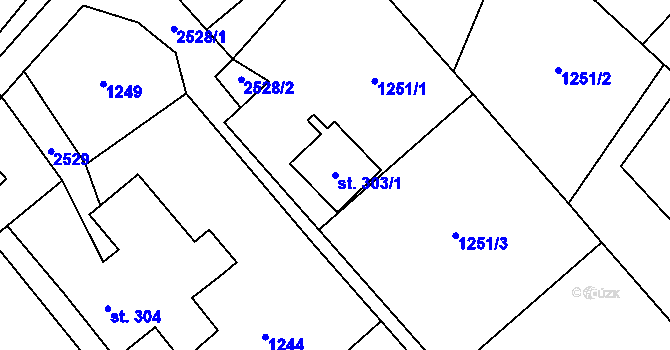 Parcela st. 303/1 v KÚ Pohodlí, Katastrální mapa