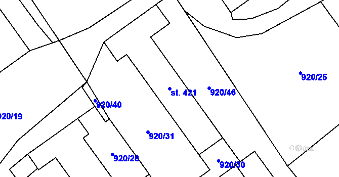 Parcela st. 421 v KÚ Pohodlí, Katastrální mapa