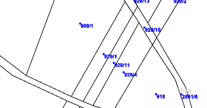 Parcela st. 929/1 v KÚ Pohodlí, Katastrální mapa
