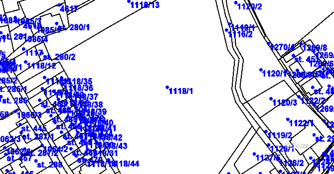 Parcela st. 1118/1 v KÚ Pohodlí, Katastrální mapa