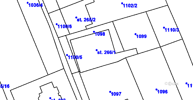 Parcela st. 266/1 v KÚ Pohodlí, Katastrální mapa