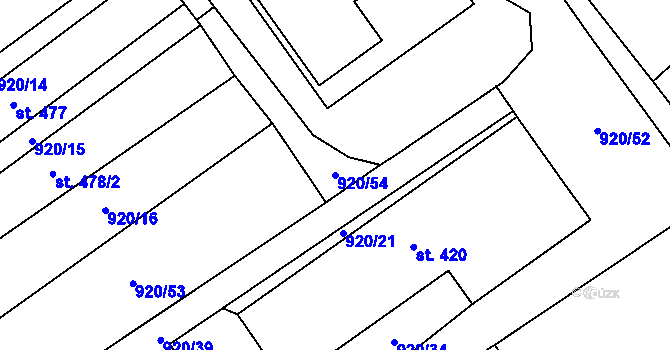 Parcela st. 920/54 v KÚ Pohodlí, Katastrální mapa