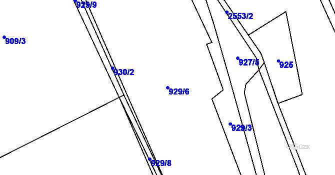 Parcela st. 929/6 v KÚ Pohodlí, Katastrální mapa
