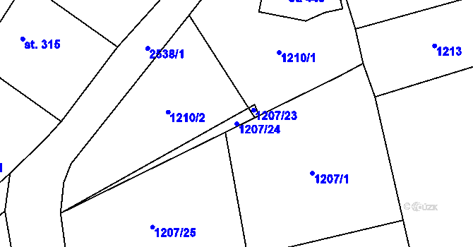 Parcela st. 1207/24 v KÚ Pohodlí, Katastrální mapa