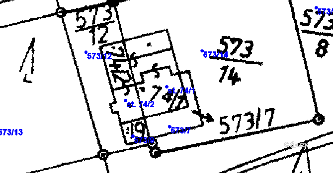 Parcela st. 74/1 v KÚ Pivonice u Pohorské Vsi, Katastrální mapa
