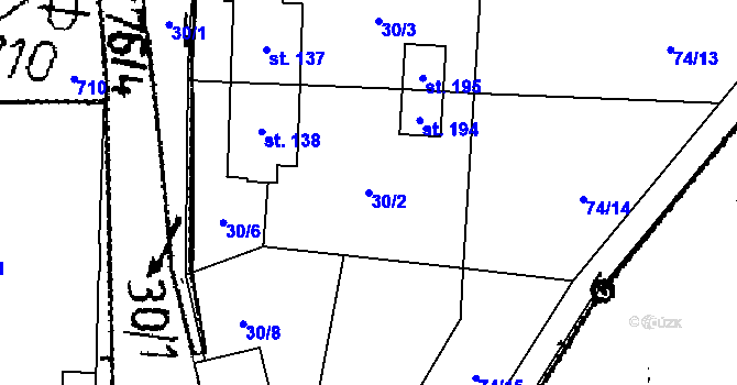 Parcela st. 30/2 v KÚ Pivonice u Pohorské Vsi, Katastrální mapa