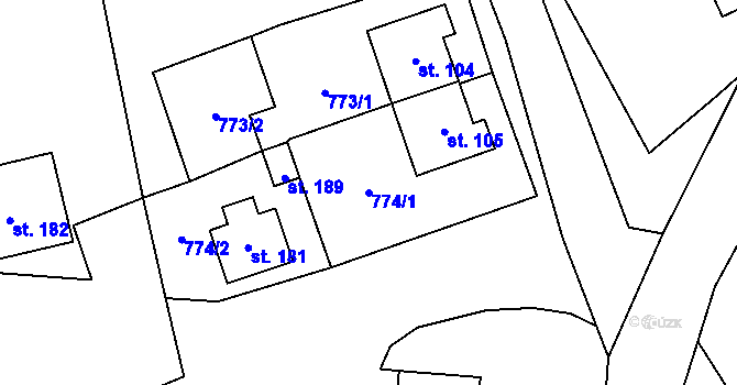 Parcela st. 774/1 v KÚ Pivonice u Pohorské Vsi, Katastrální mapa