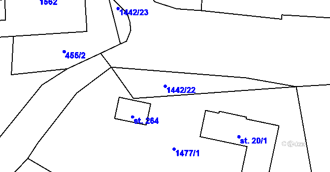 Parcela st. 1442/22 v KÚ Pohoří na Šumavě, Katastrální mapa