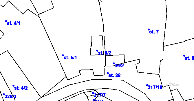 Parcela st. 5/2 v KÚ Maškovice, Katastrální mapa