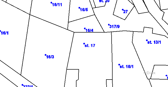 Parcela st. 17 v KÚ Maškovice, Katastrální mapa