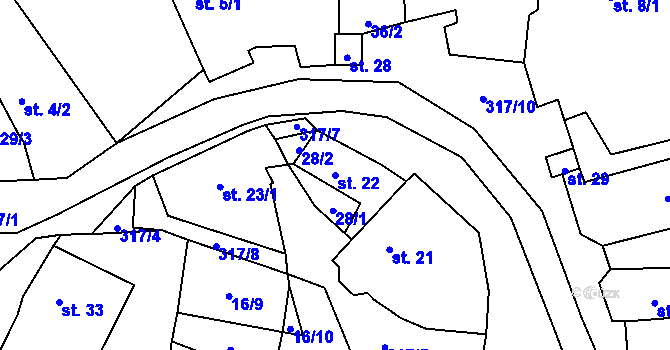 Parcela st. 22 v KÚ Maškovice, Katastrální mapa