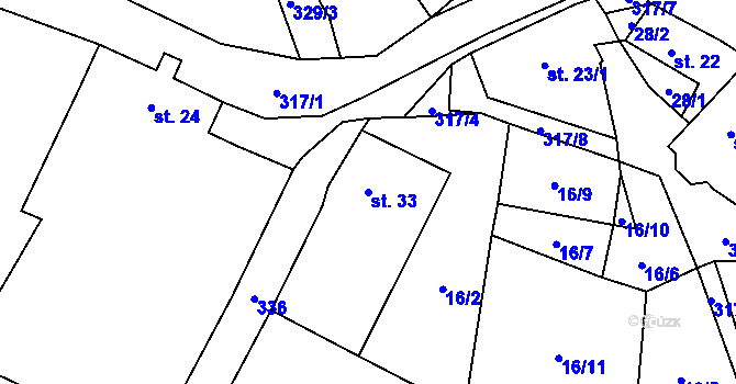 Parcela st. 33 v KÚ Maškovice, Katastrální mapa