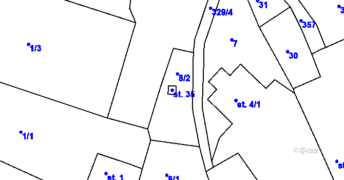 Parcela st. 35 v KÚ Maškovice, Katastrální mapa