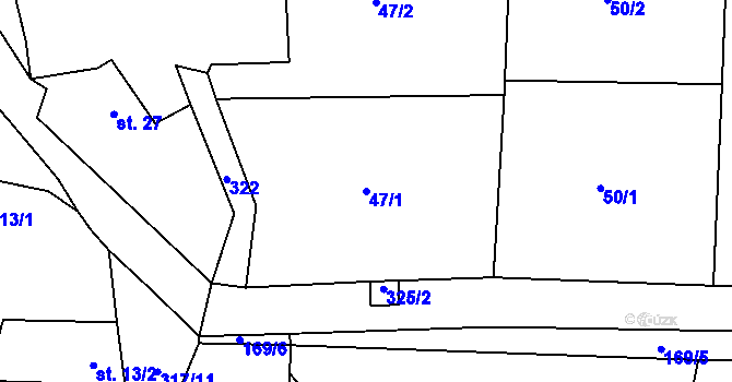 Parcela st. 47/1 v KÚ Maškovice, Katastrální mapa