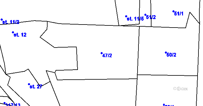 Parcela st. 47/2 v KÚ Maškovice, Katastrální mapa