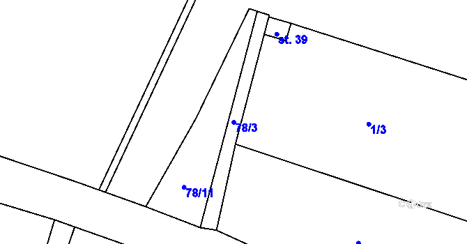Parcela st. 78/3 v KÚ Maškovice, Katastrální mapa