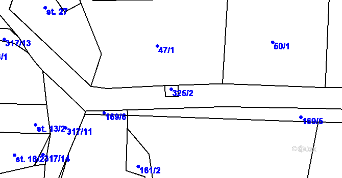 Parcela st. 325/2 v KÚ Maškovice, Katastrální mapa