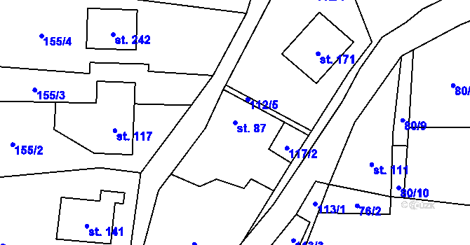 Parcela st. 87 v KÚ Pohořany, Katastrální mapa
