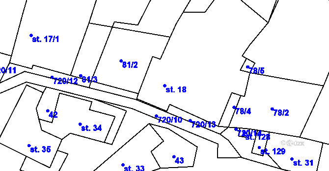Parcela st. 18 v KÚ Staňkovice, Katastrální mapa