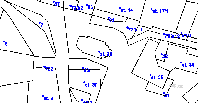 Parcela st. 36 v KÚ Staňkovice, Katastrální mapa