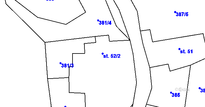 Parcela st. 52/2 v KÚ Staňkovice, Katastrální mapa