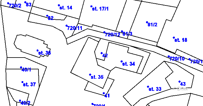 Parcela st. 42 v KÚ Staňkovice, Katastrální mapa