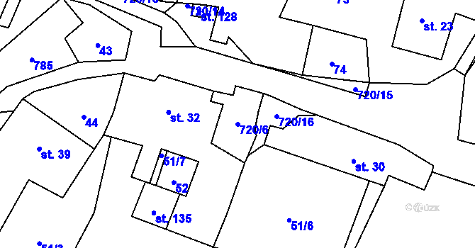 Parcela st. 720/6 v KÚ Staňkovice, Katastrální mapa
