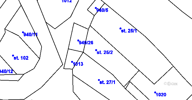 Parcela st. 25/2 v KÚ Pohořany na Moravě, Katastrální mapa