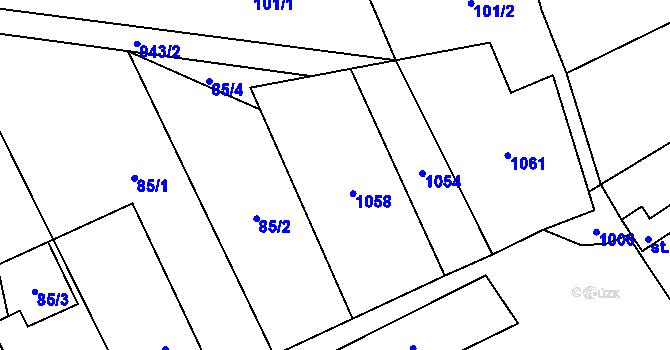 Parcela st. 58/2 v KÚ Pohořany na Moravě, Katastrální mapa