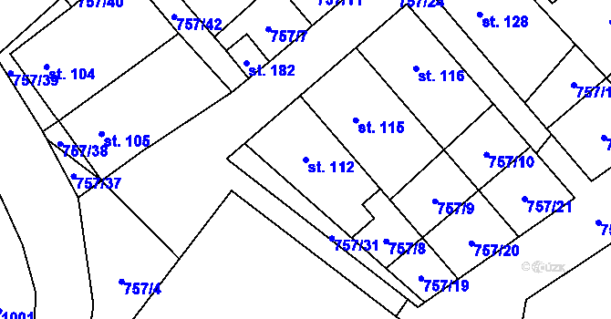 Parcela st. 112 v KÚ Pohořany na Moravě, Katastrální mapa