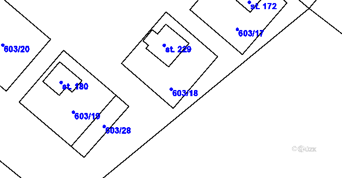 Parcela st. 603/18 v KÚ Pohořany na Moravě, Katastrální mapa
