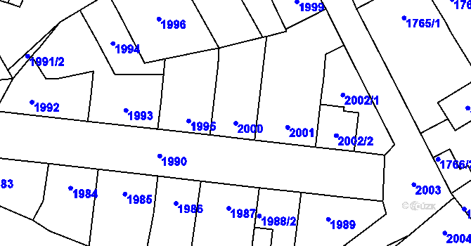 Parcela st. 2000 v KÚ Pohořelice nad Jihlavou, Katastrální mapa