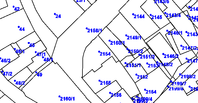 Parcela st. 2154 v KÚ Pohořelice nad Jihlavou, Katastrální mapa