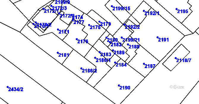 Parcela st. 2183 v KÚ Pohořelice nad Jihlavou, Katastrální mapa