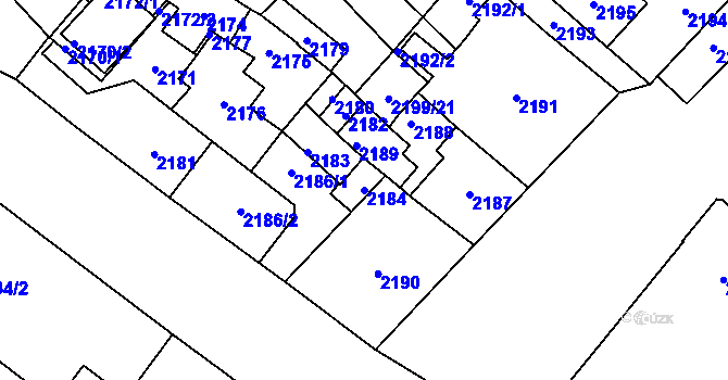 Parcela st. 2184 v KÚ Pohořelice nad Jihlavou, Katastrální mapa