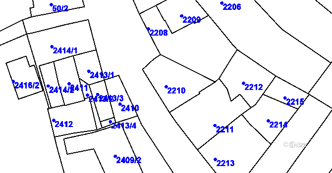 Parcela st. 2210 v KÚ Pohořelice nad Jihlavou, Katastrální mapa