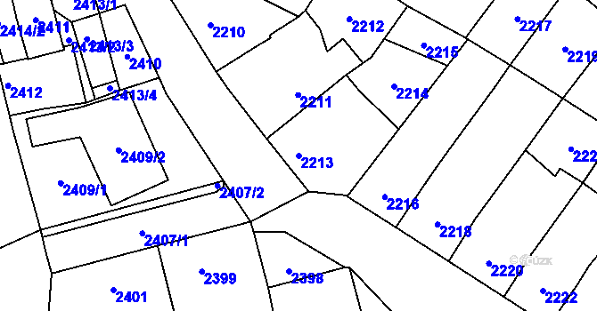 Parcela st. 2213 v KÚ Pohořelice nad Jihlavou, Katastrální mapa