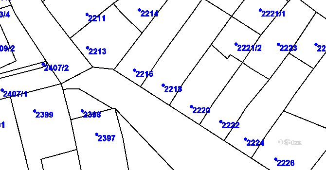 Parcela st. 2218 v KÚ Pohořelice nad Jihlavou, Katastrální mapa