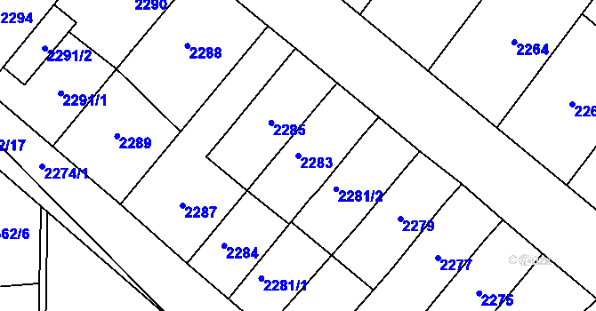 Parcela st. 2283 v KÚ Pohořelice nad Jihlavou, Katastrální mapa