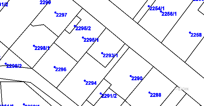 Parcela st. 2293/1 v KÚ Pohořelice nad Jihlavou, Katastrální mapa